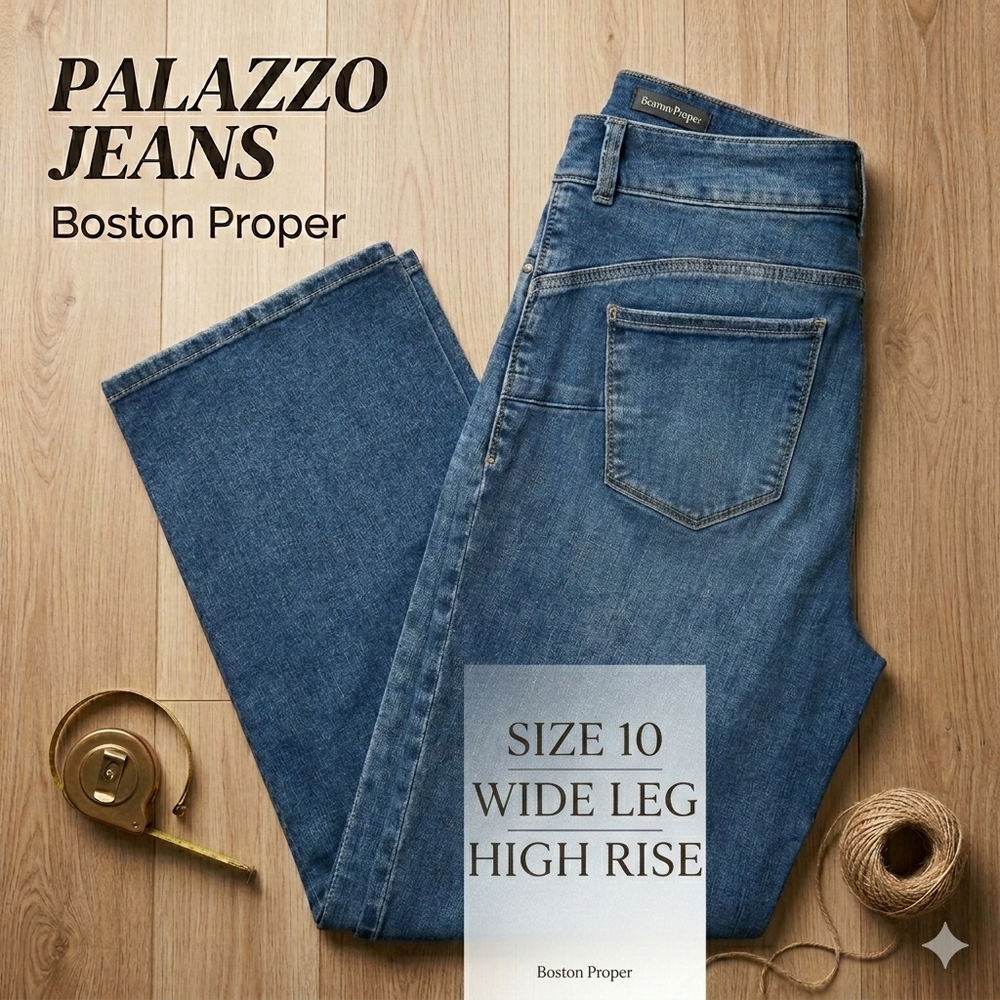 PALAZZO JEANS Boston Proper. Size 10. Wide leg. High rise.